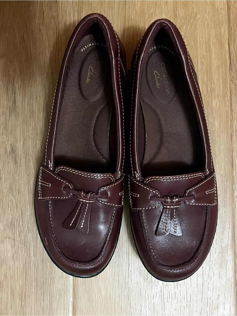 Clarks Women’s Burgundy Tassel Loafers - Leather Slip-On